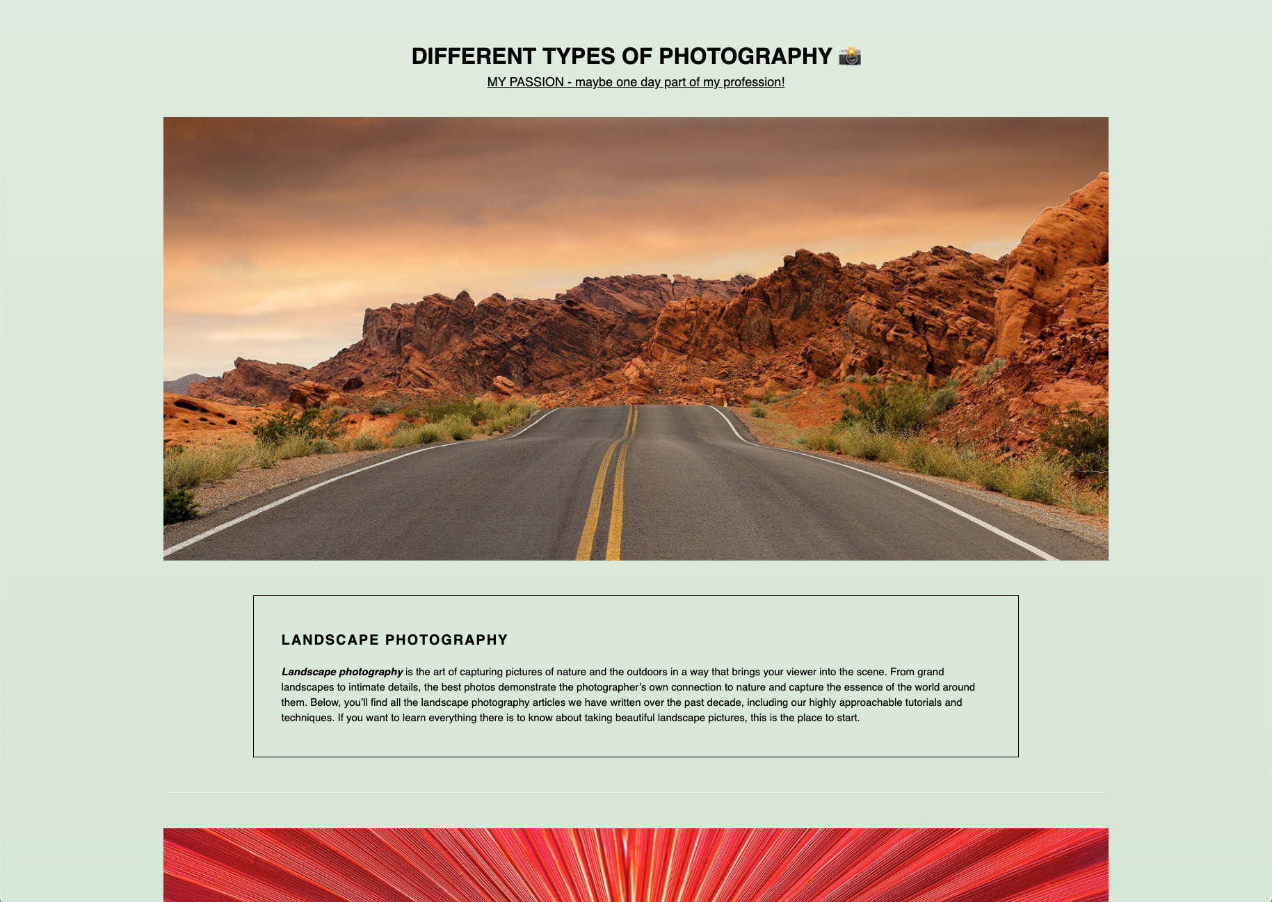 Photography Landingpage